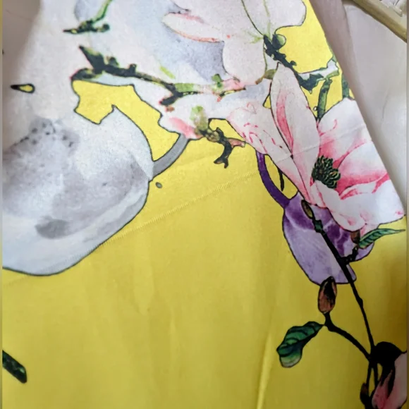 Eleanor Floral High-low Pleated Formal Dress in Yellow, Size Small - Picture 3 of 6